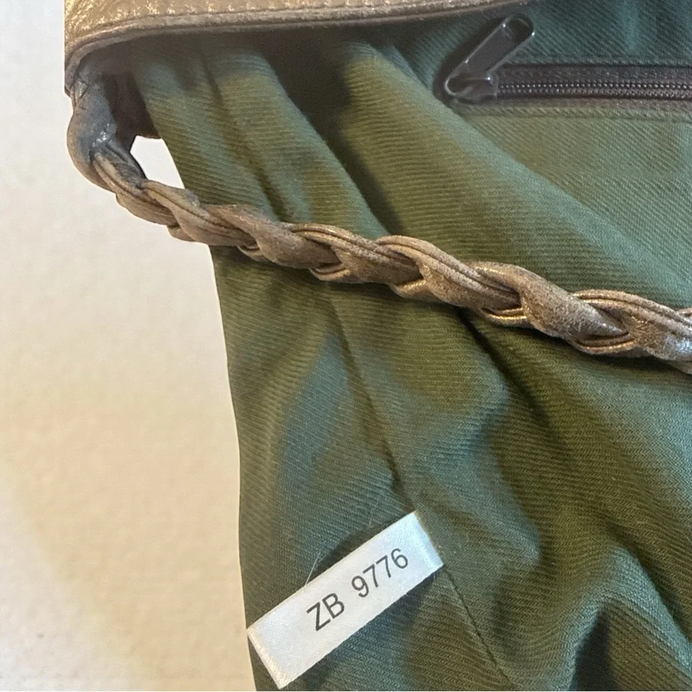 Fossil Pewter Metallic Leather Braided Hobo Shoulder Bag Tassels Magnetic Close